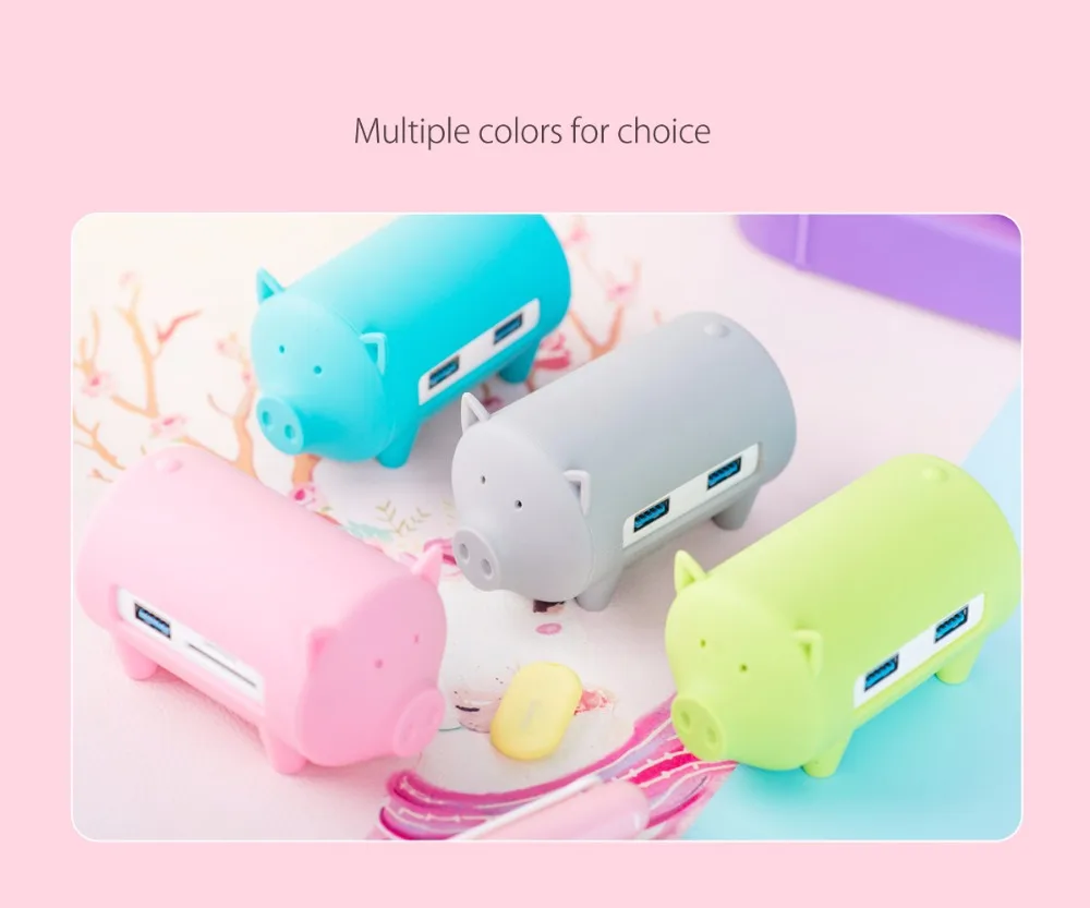 ORICO Cute Pig 4 порта USB 3,0 OTG концентратор USB разветвитель поддержка устройство для чтения карт SD TF для MacBook Air ноутбук ПК USB3.0 концентратор