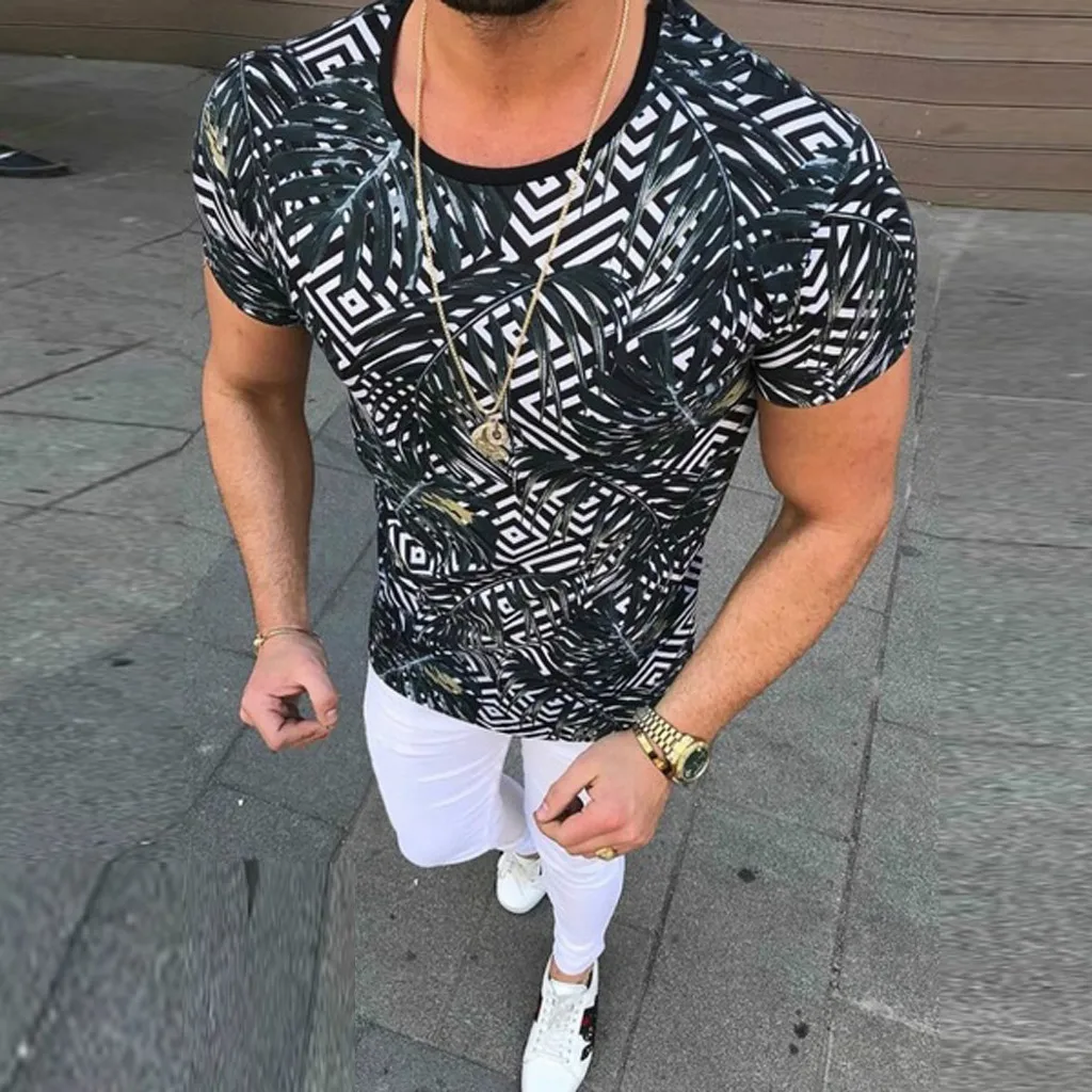 

Men t shirt homme Summer Printed Short Sleeves Cotton Comfortable Male Shirt Top camiseta masculina mens t shirts fashion 2019