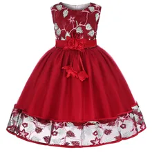 Кружевное платье с вышивкой Детские платья для девочек; платье для девочек на свадьбу; праздничное платье принцессы для маленьких девочек для первой юбка-пачка для причастия платья На возраст 2, 4, 6, 8, 10 лет