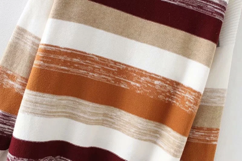 Plus Size Sweater Women Casual Loose Knitted Pullover Long Sleeve Spring Autumn Striped Sweaters SWM1207