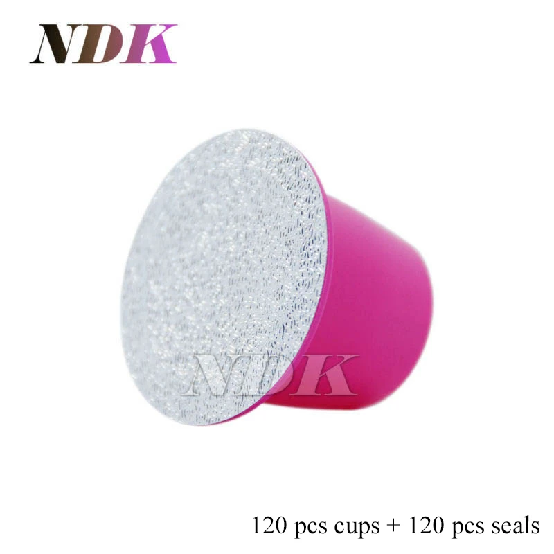  120 pcs  Nespresso  Capsule Cups Disposable capsules Nespresso  + 120pcs Aluminum Seals stickers for Nespresso Caspules 