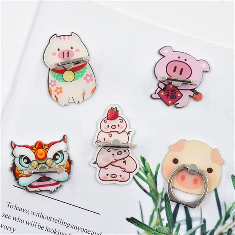 

UVR Pig Mobile Phone Stand Holder Animal Finger Ring Smartphone Mascot Dance Lion Phone Holder Stand For iPhone Huawei All Phone