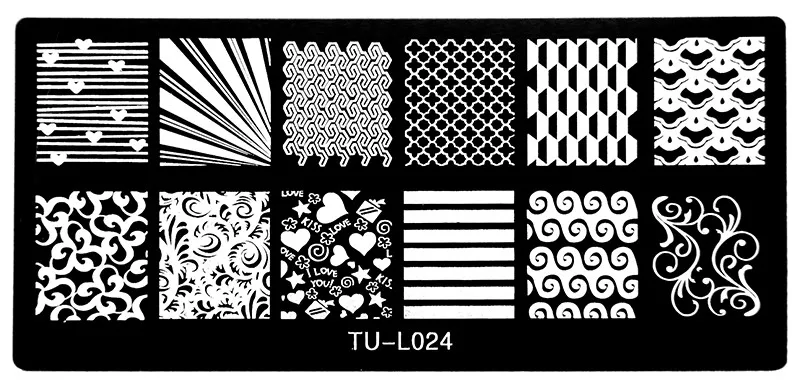 Шаблон для маникюра 6*12 см, штамповочные пластины для ногтей, Переводные изображения, шаблон для печати TU-L, инструменты для ногтей DIY, 1 шт - Цвет: TU-L24