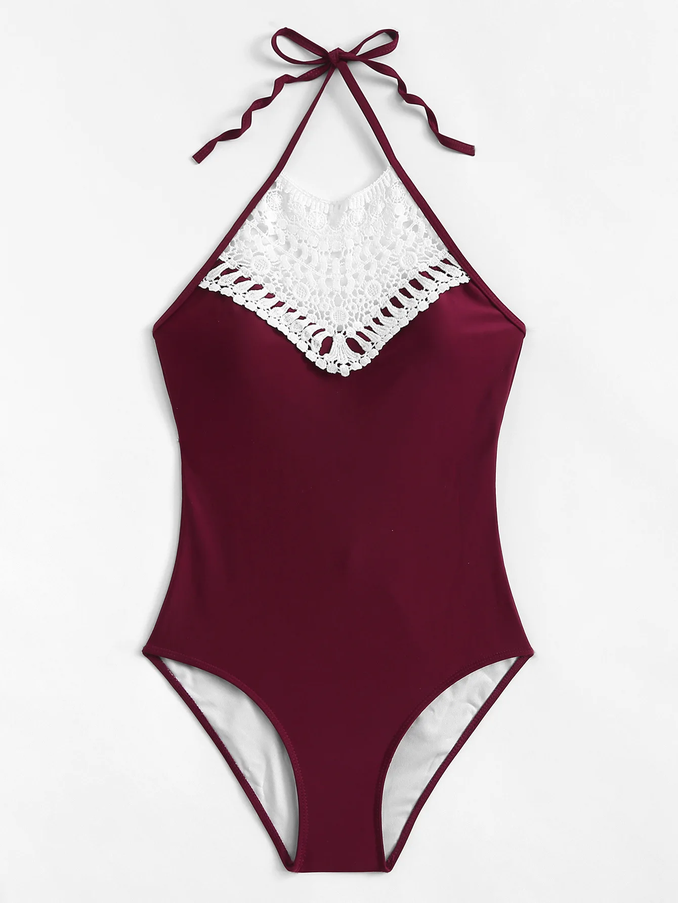New Lace High Neck One Piece Swimsuit Women Vintage Bathing Suits Cut