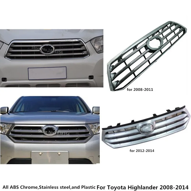 Для Toyota Highlander 2008 2009 2010 2011 2012 2013 крышка кузова ABS Хромированная Отделка Передняя до гоночная решетка решетки 1 шт