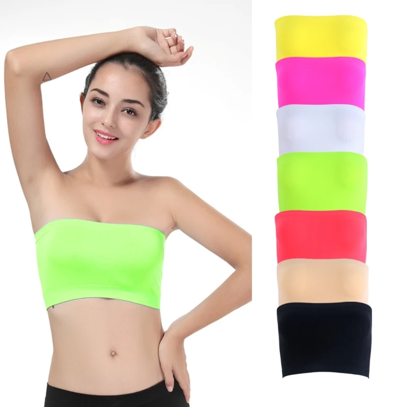 One-Piece Seamless Elastic Strapless Bandeau Bra Tube Top Bra Womens One Size