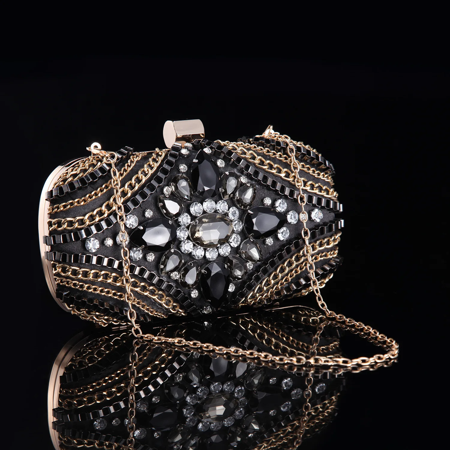 

Diamond Dinner glitter Bags Handmade Crystal Gem Evening Party Clutch Bling Shoulder Bags Vintage Women Beaded Evening Purse