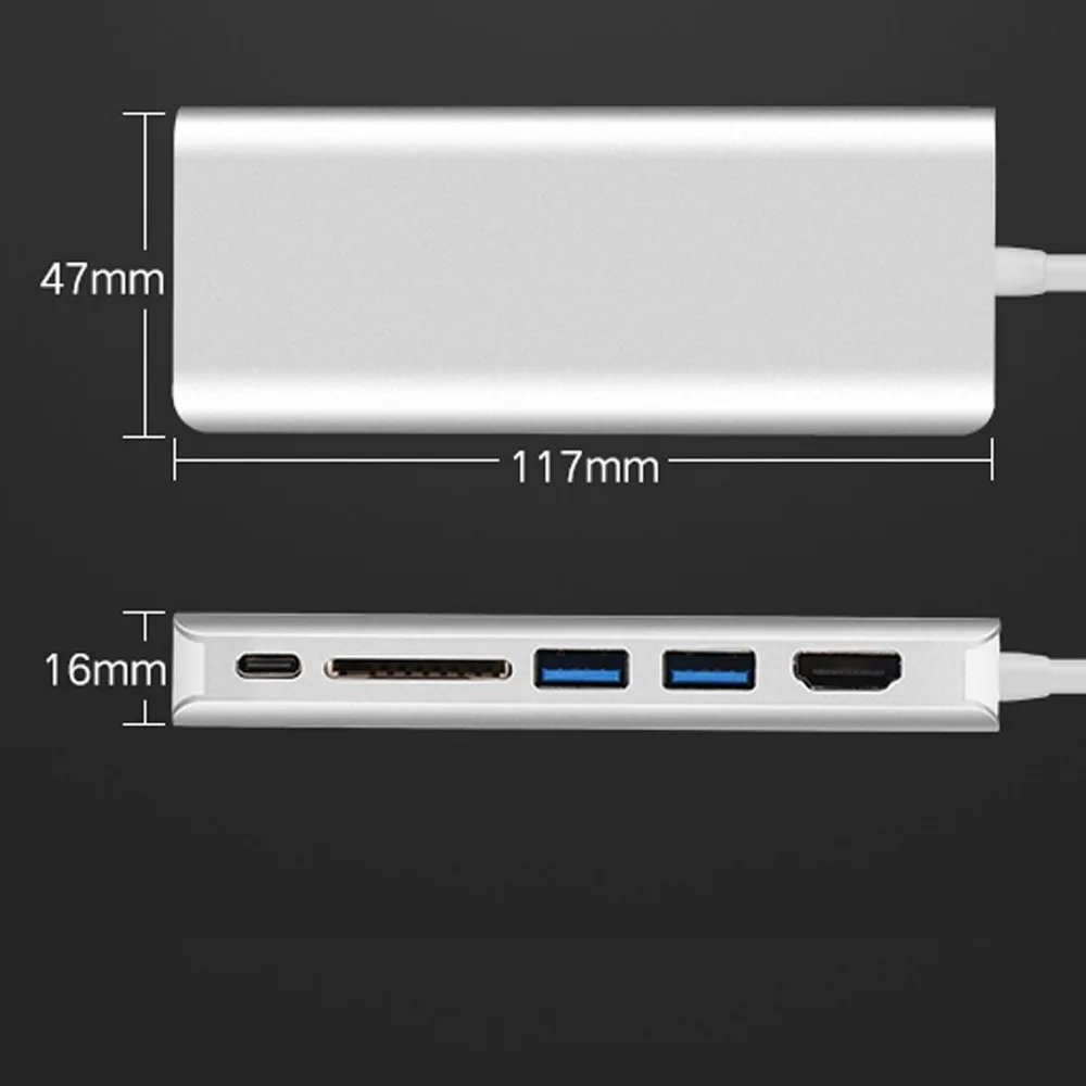 USB C док-станция/USB C многопортовый адаптер USB 3,1-HDMI 4 K/PD зарядный порт/USB 3,0/RJ45 Gigabit Ethernet LAN сеть/SD карта