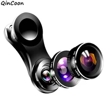 Мини 4K HD телефон объектив широкоугольный+ макро+ рыбий глаз Универсальный 3 в 1 камера комплект для смартфонов iPhone samsung huawei Xiaomi Мобильный