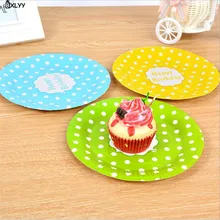 BXLYY6pc детское платье для дня рождения одноразовая посуда для вечеринки 7 дюймов в горошек Бумага лоток вечерние поставки Цвет закуски, торт пластины Flamingo.7z
