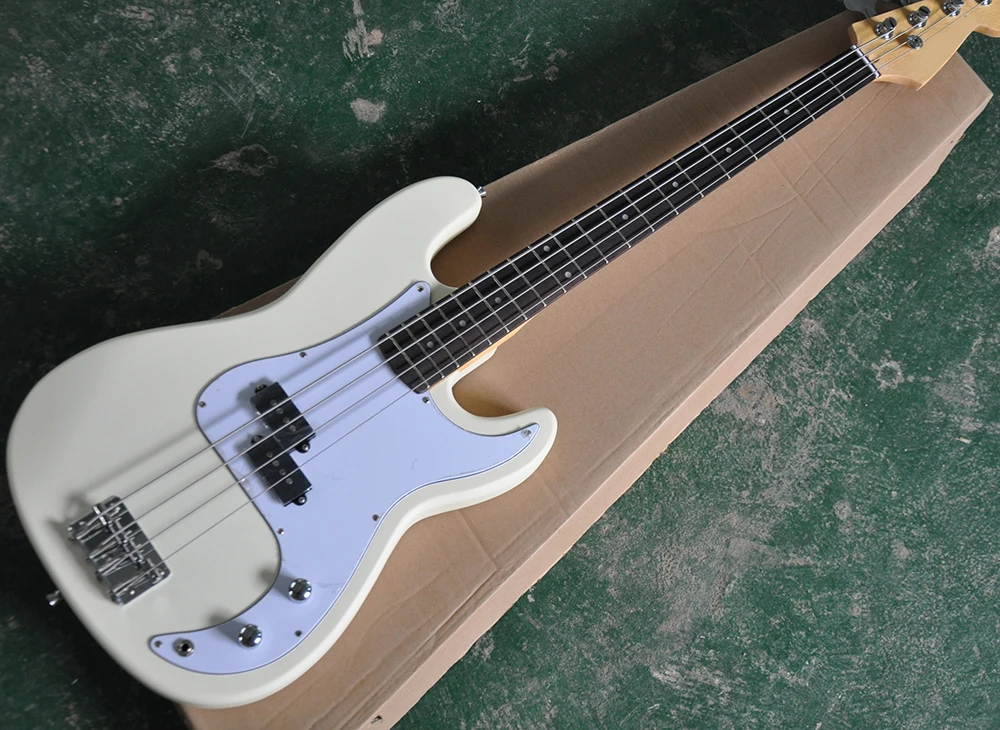 Factory direct sale 4 strings milk white electric bass guitar with