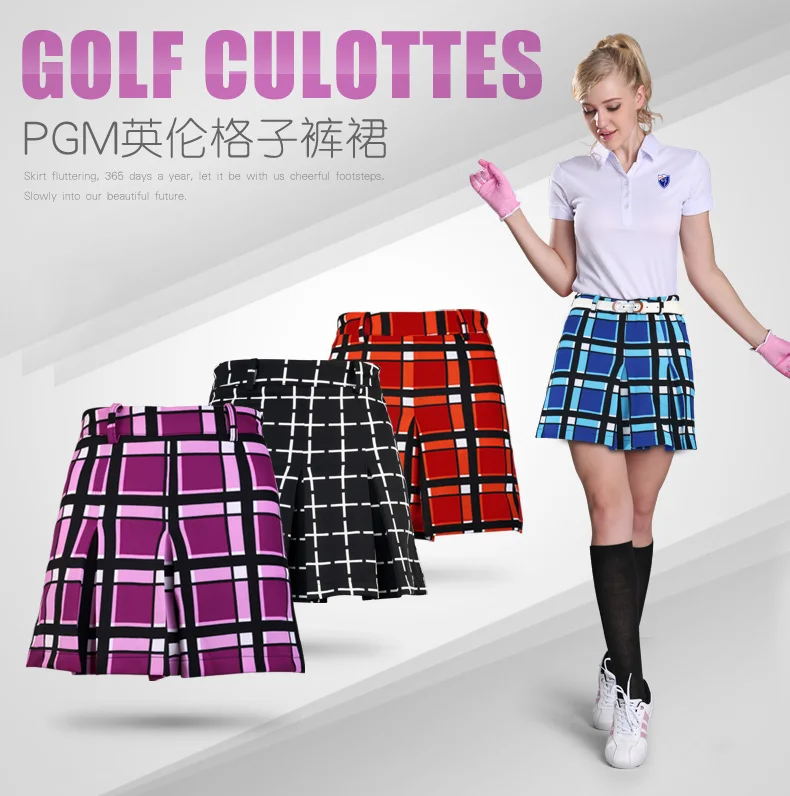 

High quality!PGM golf skirt ladies pants skirt england plaid skirt breathable pleated skirt,Free shipping