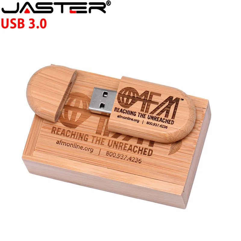 JASTER Высокоскоростной usb 3 0 Логотип Деревянный + коробка персональный логотип