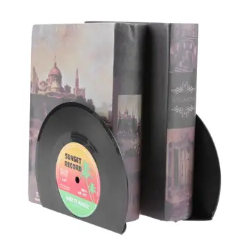 

2pcs Book Shelves Creative Vinyl Record Shaped Plastic Bookend Document Book Stand On Desk School Office Storage Holder Shelf
