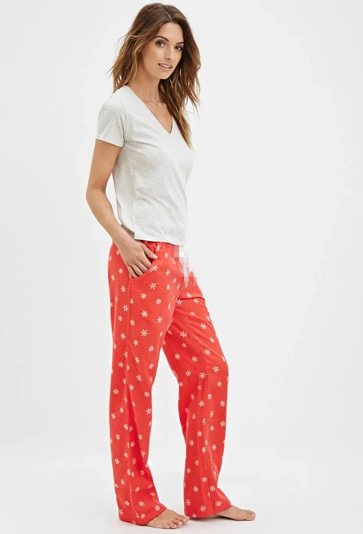 Womens Brand Pajama Sets Women Pajamas Loose Red Snow Cotton Pajamas