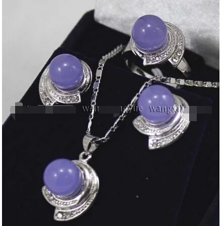 Lavender Alexandrite Earrings &amp Ring Necklace Pendant Set^^^@^18K GP style Fine jewe Noble Natural jade SHIPPING | Украшения и