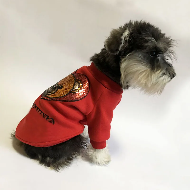 

Dog Clothes for Small Dogs Bear Print Cotton Sweater for Chihuahua French Bulldog Winter Warm Coat for Puppy Pet Costume PC0967