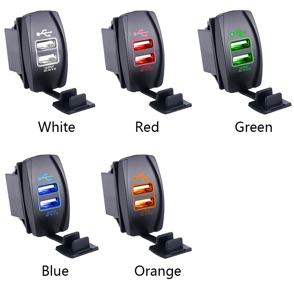 

Outlet DC 12V 24V Auto Adapter Dual USB Fireproof Charger For Iphone Xiaomi Socket Waterproof LED Indicator Heat Resistant