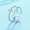 New Trendy Cubic Zirconia Crystal Cross Rings Gold Double Geometric Adjustable Ring For Women Fashion Lovely Jewelry 2022 ► Photo 2/6