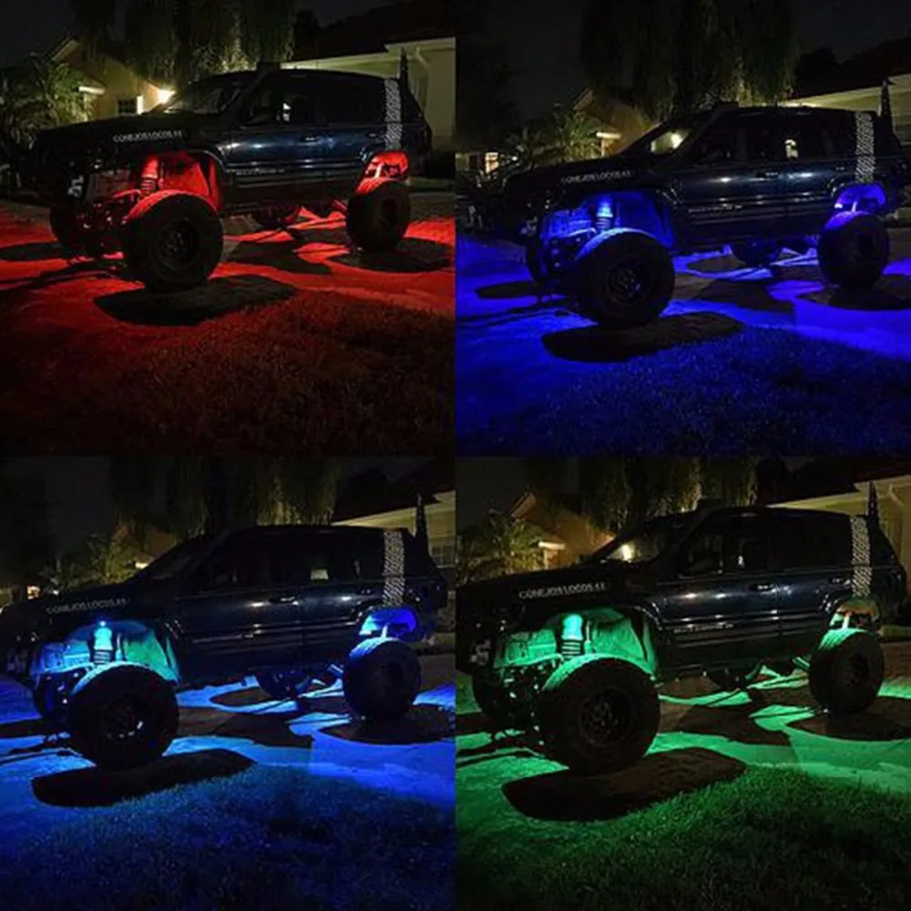 Marloo автомобиль многоцветные светодиодные RGB Рок Огни 4 или 8 Pods для Jeep Wrangler внедорожный грузовик ATV приложение Bluetooth управление