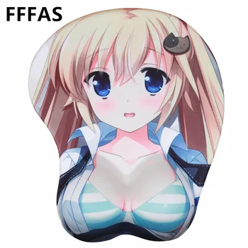 

FFFAS Anime Creative Breast Mouse pad Mat Hot drop shipping Office Work 3D Silica gel Pechos Borst Seins Mousepad Blonde Girl