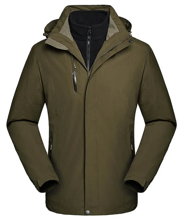 Мужская зимняя водонепроницаемая флисовая куртка с капюшоном Для Путешествий, Походов, лыжного похода, мужская теплая куртка, евро размер S-4XL - Цвет: Army Green
