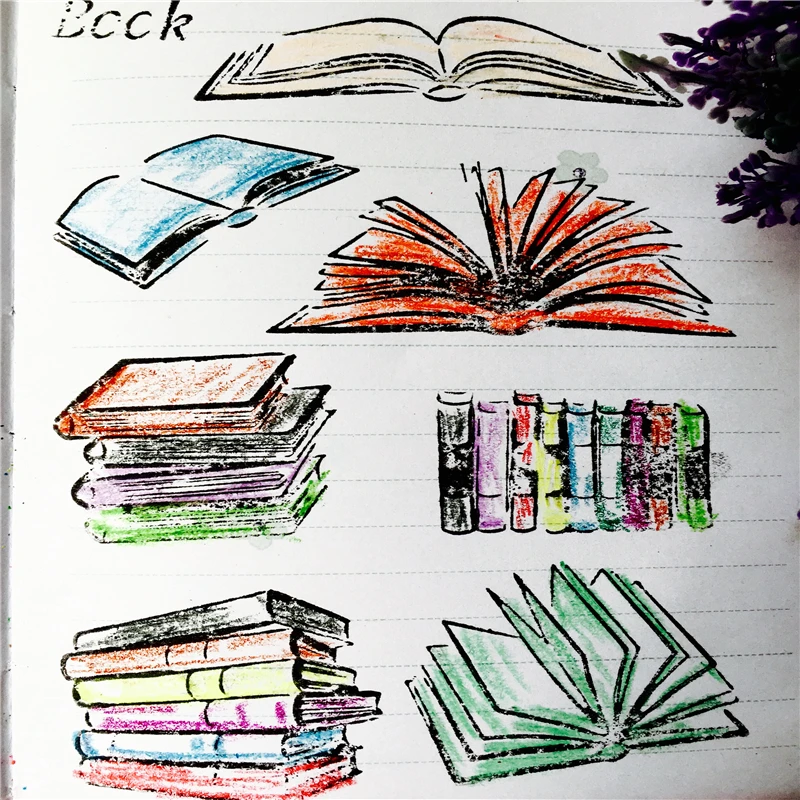 

Books Shape Silica Gel Stamp Seal For DIY Scrapbooking Photo Album Decor Embossing Handmade Diary Book Card Stamping