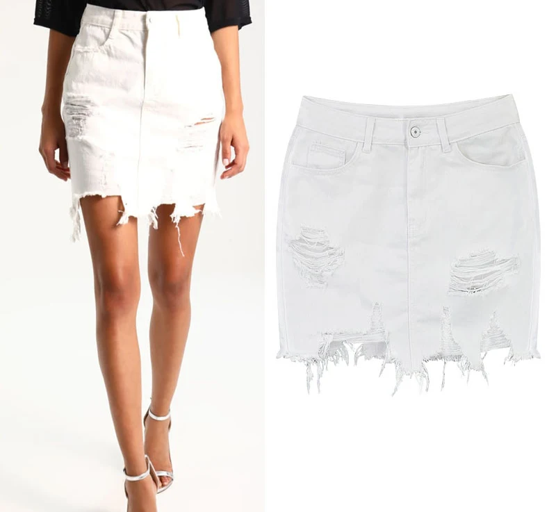 Women's high waist hip half skirt in pure white irregular worn foot tassel spring summer popular wild (4)