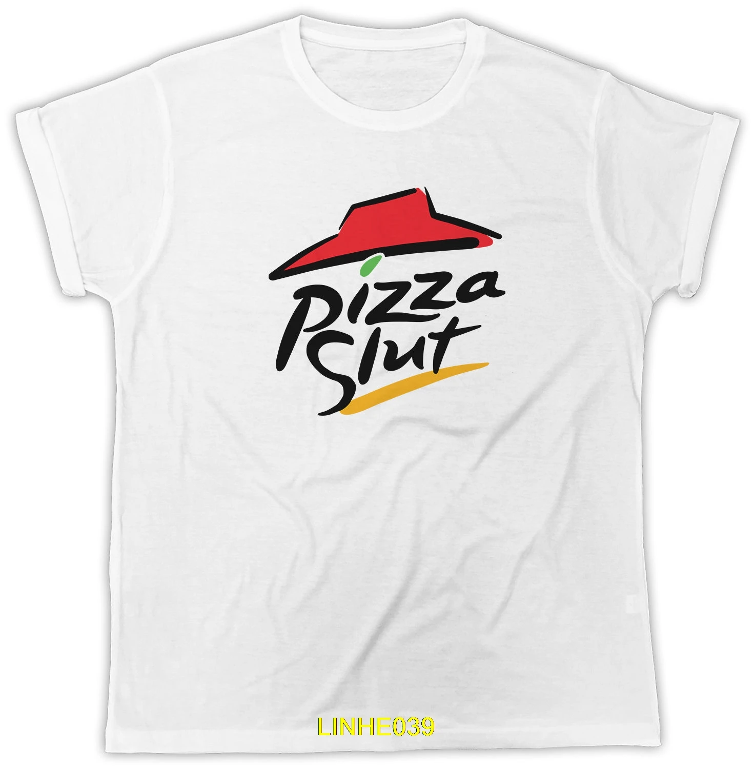 Пицца шлюха унисекс Для мужчин s футболка смешные Пародия юмор Pizza Hut Новинка