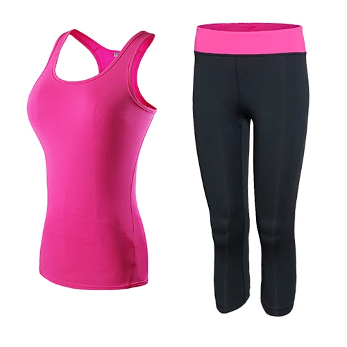 Спортивный комплект для фитнеса и йоги, спортивный костюм для бега, Женская быстросохнущая спортивная одежда, одежда для спортзала, одежда для тренировок для женщин, для бега - Цвет: pink