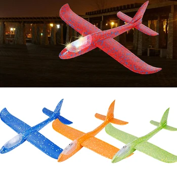 

New 48cm LED light Foam Throwing Glider Airplane Inertia Night Aircraft Toy Hand Launch Mini Airplane High Quality