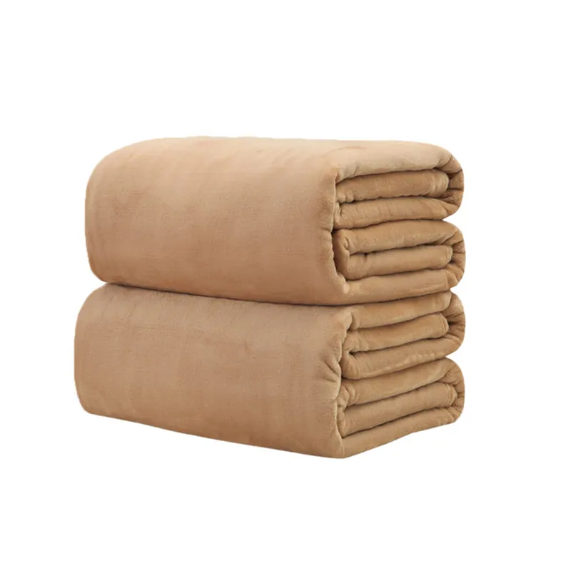 Домашний текстильное одеяло сплошной цвет супер теплые мягкие фланелевые одеяла на диван/кровать/путешествия пледы покрывала простыни 8 Размер T0.2 - Цвет: light camel