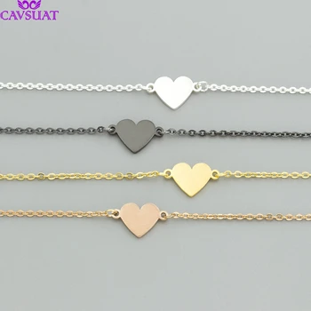 

Wholesale 10pcs Charming Tiny Love Heart Bracelets For Women Gifls Rose Gold Black Color Women Stainless Steel Jewelry