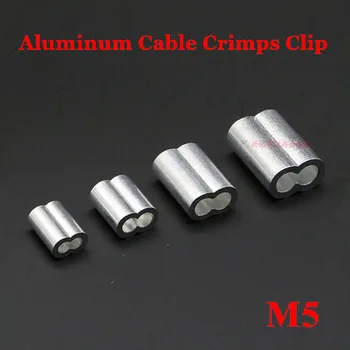 

100pcs 5mm M5 Aluminum Cable Crimps Sleeve Shape 8 Double Hole Ferrule Crimping Loop Oval Wire Rope Clip Swage Fittings