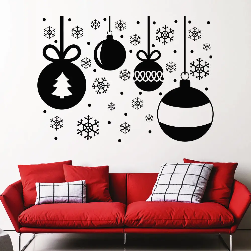 

Newest Christmas Decorative Removable Wall Sticker Vinyl Shop Window Decal Home Decor Mural DIY Glass Wall Snowflake Decal LA707