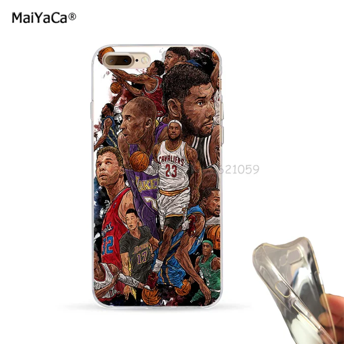 basketball stars soft clear transparent mobile phone case for iphone 5s se 6s 6plus 6splus 7 7plus 8 8plus X XR XS MAX | Мобильные