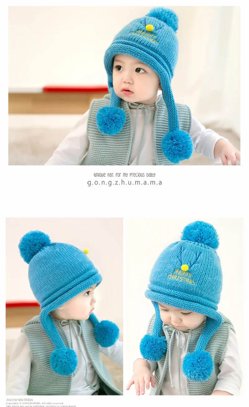 Solid Baby Hat Winter Cotton Infant Caps Boys Beanies With Pompom Crochet Warm Girls Hats Deer Unisex Headgear Baby Photo Shoot (6)