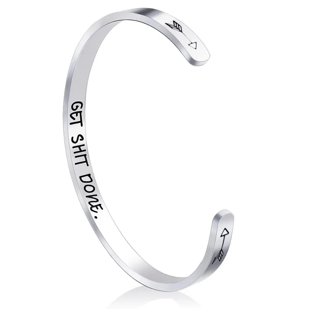 

New Inspirational Letter Bracelet & Bangle For Women Men Silver Color Engraved Message Cuff Bangles Jewelry Gifts