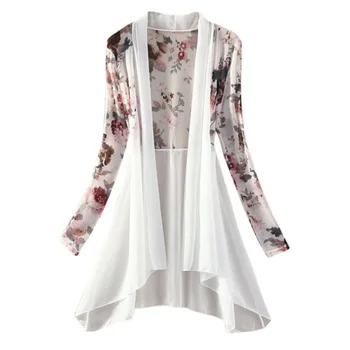 

Women Kimono Vest Blouses Air Conditioning Sunscreen Female Blouses Jackets Long Chiffon Ladies Shirts