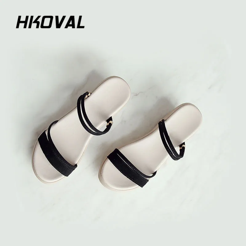 

HKOVAL Women Sandals Fashion Casual Female Shoes Summer Wedges Comfortable Ladies Woman Shoes Sweet Soild Sandals