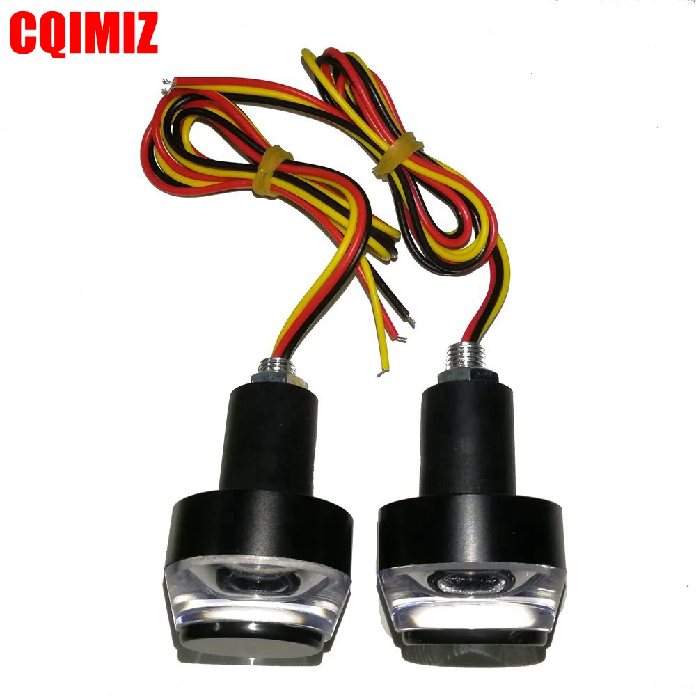 

2PCS 12V Motorcycle Handlebar End LED Turn Signal Light Amber Yellow White Motorcycle Handle Bar Grip Plug Side Marker Lamp