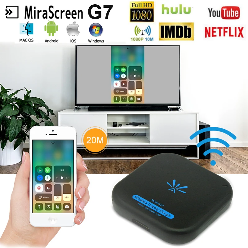 MiraScreen G7 2,4G/5G ТВ палка беспроводной WiFi дисплей ключ Miracast Airplay DLNA HDMI медиа плеер адаптер ТВ коробка