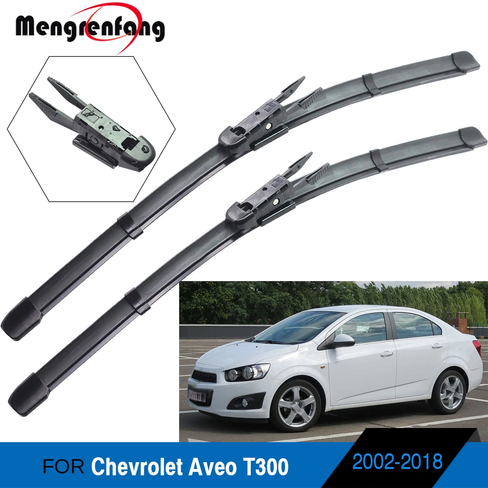 

For Chevrolet Aveo T300 Car Front Windscreen Wiper Soft Rubber Wiper Blades J Hook & Pinch Tab Arms 2002-2018