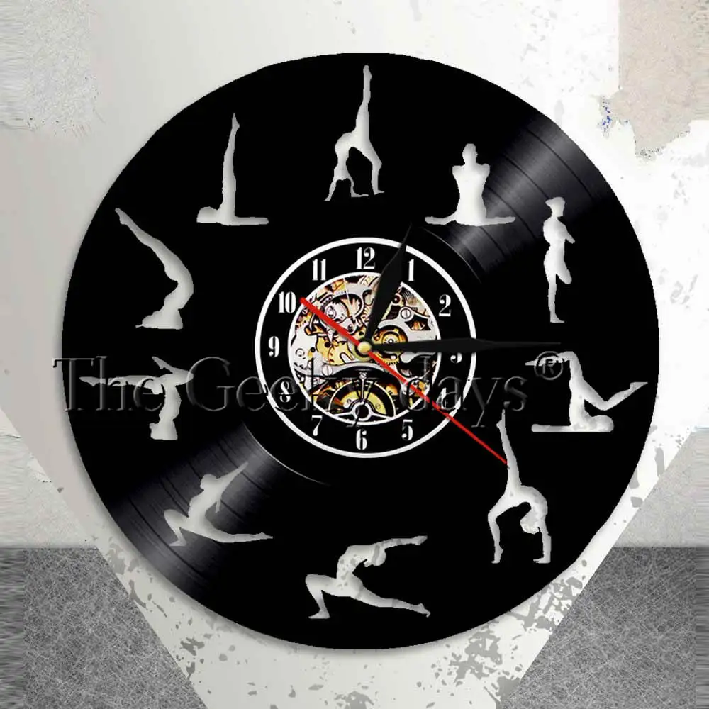 

Om Yoga Studio Wall Clock Gymnastics Vinyl Record Wall Clock Zen Meditation Modern Design Decorative Clock Yogi Gift For Girl