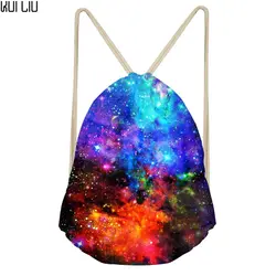 Индивидуальные изображения Drawstring сумка для мальчиков Galaxy Печатных Рюкзак Малый Shopping стринги с кармашком Мальчик Дети логотип на заказ Bolsos