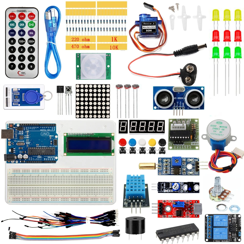 Новая обновленная версия стартовый набор RFID Обучающий набор lcd 1602 для Arduino UNO R3 серворелейный модуль датчика с розничной коробкой