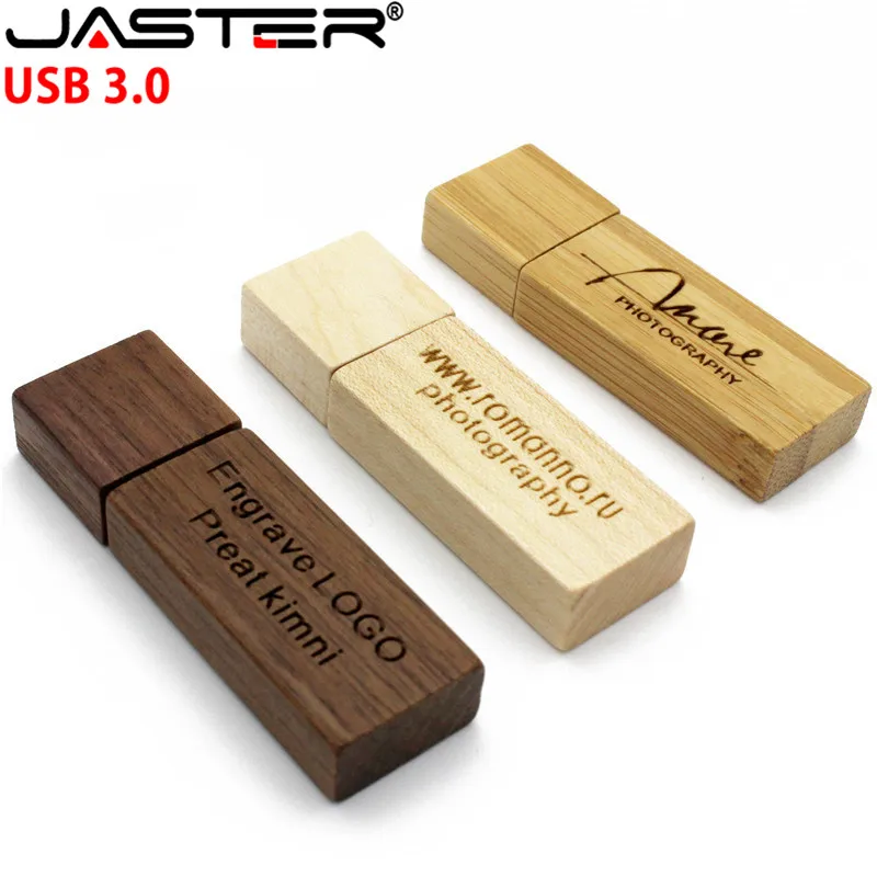 JASTER USB 3,0 логотип на заказ Деревянный usb+ коробка usb флэш-накопитель карта памяти 4 ГБ 8 ГБ 16 ГБ 32 ГБ 64 ГБ U диск свадебный подарок