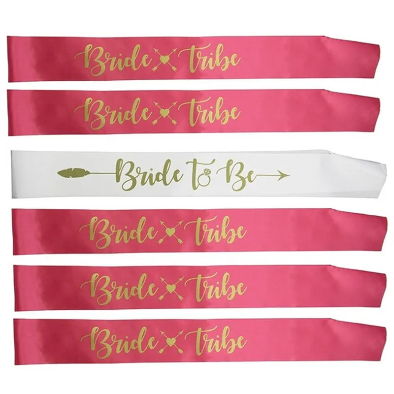 6pcs Bride to Be Sash with Team Bride  Wedding Bachelorette Party Sash for Hen Party Wedding Bridal Shower Gold Letter PAT20 (1)