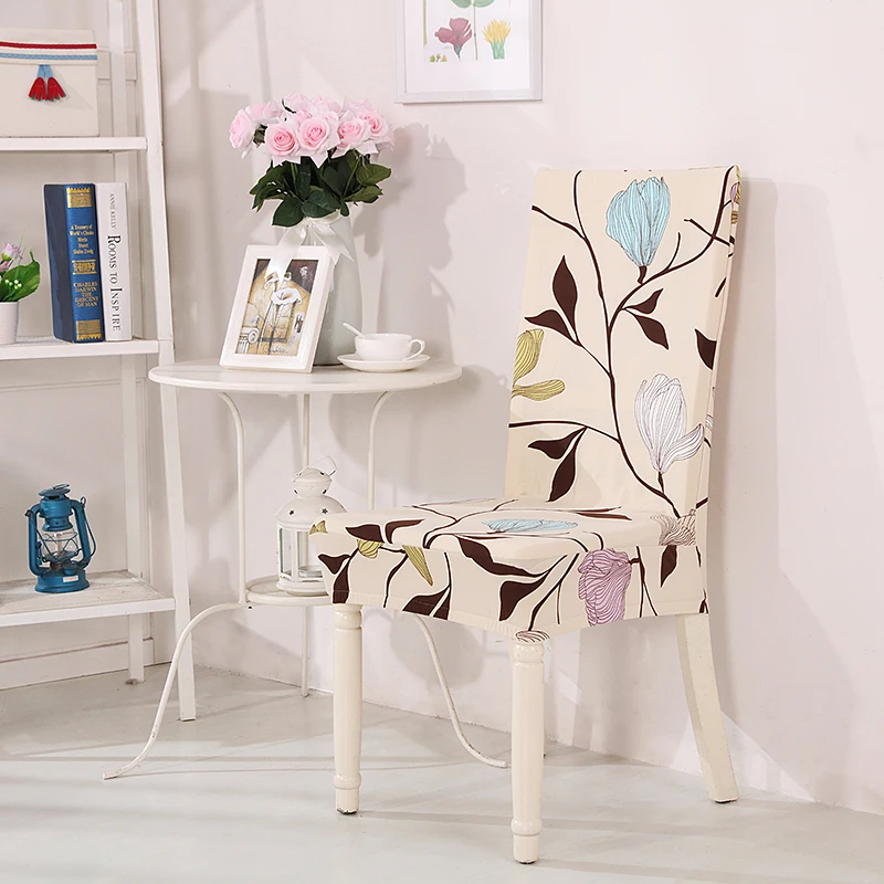 

Geometric Flower Printing Spandex Elastic Chair protective Slipcover Stretch Dining Chair Seat Cover Case for Banquet Party