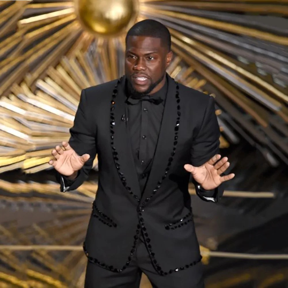 Black Rhinestone Men Suits Shawl Lapel Plus Size Groom Wedding Suits